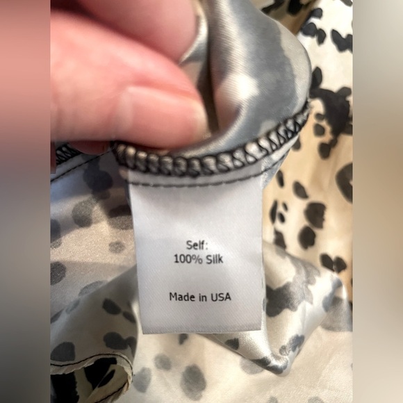 La Ligne 100% Silk Tie Strap Leopard Animal Print Smocked Midi Dress Size M - Picture 7 of 9